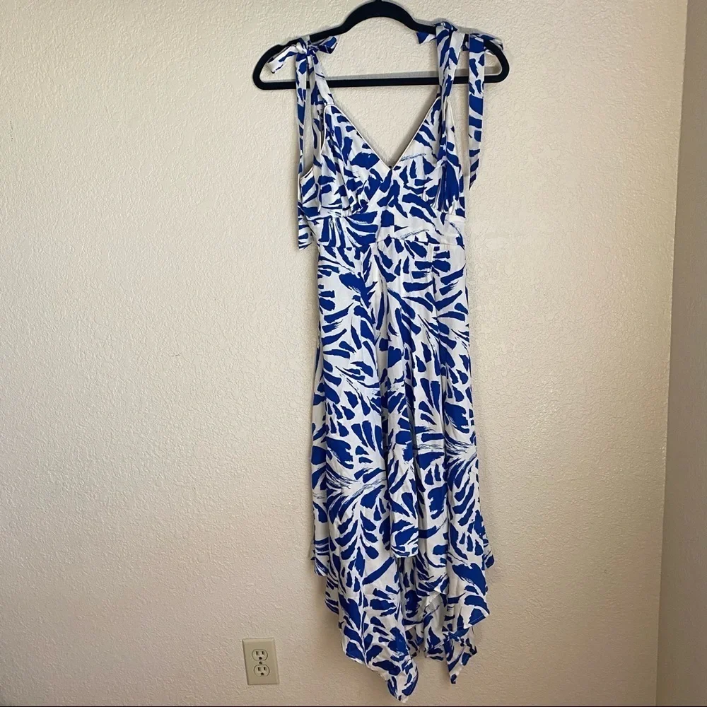 Alexis For Target Botanical Blue Asymmetric Dress XS - Picture 3 of 12